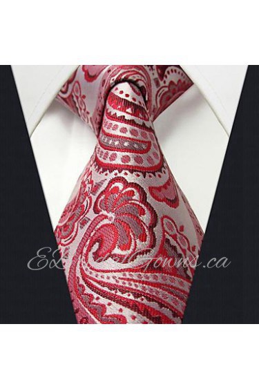 Q6 Extra Long Mens Necktie Tie Paisley Silver Pink Red Silk