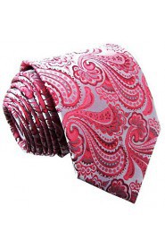 Q6 Extra Long Mens Necktie Tie Paisley Silver Pink Red Silk