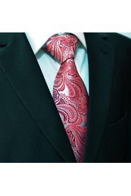 Q6 Extra Long Mens Necktie Tie Paisley Silver Pink Red Silk