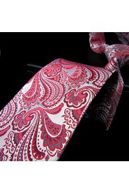 Q6 Extra Long Mens Necktie Tie Paisley Silver Pink Red Silk