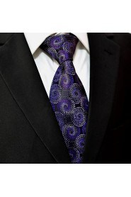 Men's Casual Floral Print Necktie Purple Silk