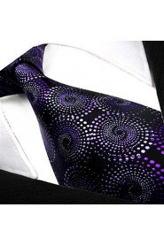 Men's Casual Floral Print Necktie Purple Silk