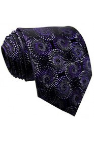 Men's Casual Floral Print Necktie Purple Silk