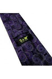 Men's Casual Floral Print Necktie Purple Silk