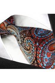 Men's Necktie Tie Paisley Burgundy 100% Silk Business Dress