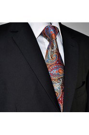 Men's Necktie Tie Paisley Burgundy 100% Silk Business Dress