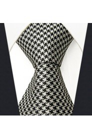 Men's Tie Checked White 100% Silk Business New Wedding