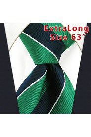 Men's Tie Green Stripes 100% Silk Business Dress Casual Long