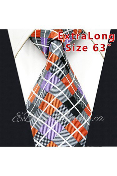 Men's Tie Multicolor Checked 100% Silk Business Dress Casual Long