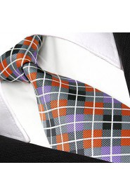 Men's Tie Multicolor Checked 100% Silk Business Dress Casual Long