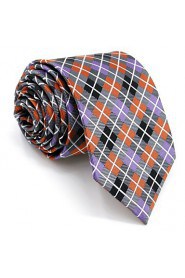 Men's Tie Multicolor Checked 100% Silk Business Dress Casual Long