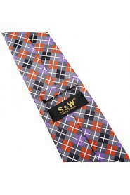 Men's Tie Multicolor Checked 100% Silk Business Dress Casual Long