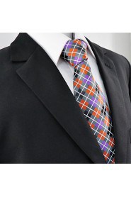 Men's Tie Multicolor Checked 100% Silk Business Dress Casual Long