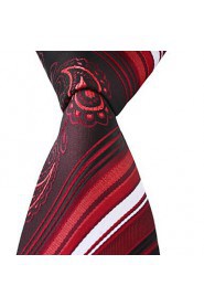 Red White Black Stripes Men Business Leisure Career Necktie