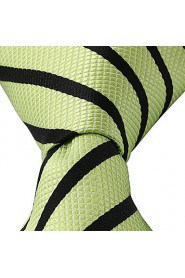 Green Black Striped Classic Jacquard Woven Silk Men Necktie