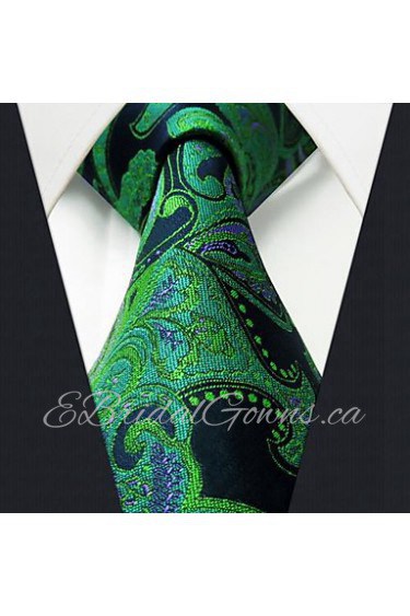 Men's Necktie Ties Paisley Dark Green Fashion Accessories Silk