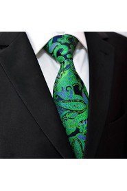 Men's Necktie Ties Paisley Dark Green Fashion Accessories Silk