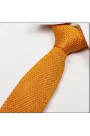 Golden Yellow Narrow polyester silk Knitted Tie Necktie