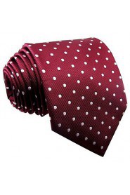 S15 Red Dots Maroon Wedding Necktie Men's Tie Fashion Extra Long