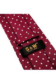 S15 Red Dots Maroon Wedding Necktie Men's Tie Fashion Extra Long