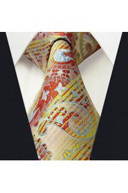 Q4 Men's Accessories Necktie Ties Yellow Paisley Fashion Silk