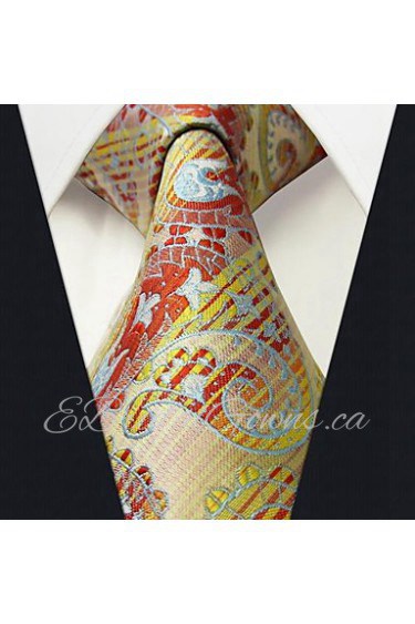 Q4 Men's Accessories Necktie Ties Yellow Paisley Fashion Silk