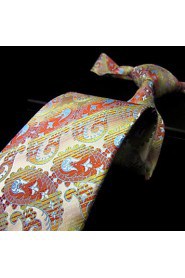 Q4 Men's Accessories Necktie Ties Yellow Paisley Fashion Silk