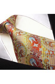 Q4 Men's Accessories Necktie Ties Yellow Paisley Fashion Silk