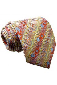 Q4 Men's Accessories Necktie Ties Yellow Paisley Fashion Silk