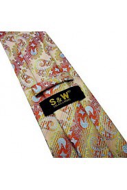 Q4 Men's Accessories Necktie Ties Yellow Paisley Fashion Silk