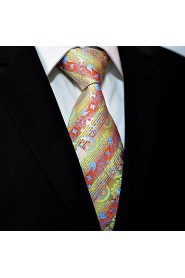 Q4 Men's Accessories Necktie Ties Yellow Paisley Fashion Silk