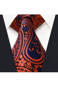 Shlax & Wing Extra Long Size Necktie Paisley Blue Navy Orange Men Tie Jacquard Weave