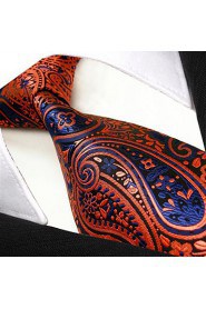 Shlax & Wing Extra Long Size Necktie Paisley Blue Navy Orange Men Tie Jacquard Weave