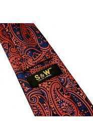 Shlax & Wing Extra Long Size Necktie Paisley Blue Navy Orange Men Tie Jacquard Weave