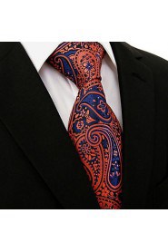 Shlax & Wing Extra Long Size Necktie Paisley Blue Navy Orange Men Tie Jacquard Weave