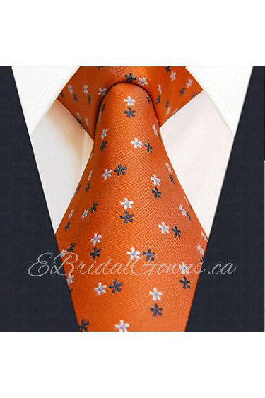 Floral Orange Necktie Mens Tie Fashion Design Extra Long Size