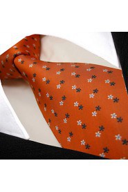 Floral Orange Necktie Mens Tie Fashion Design Extra Long Size