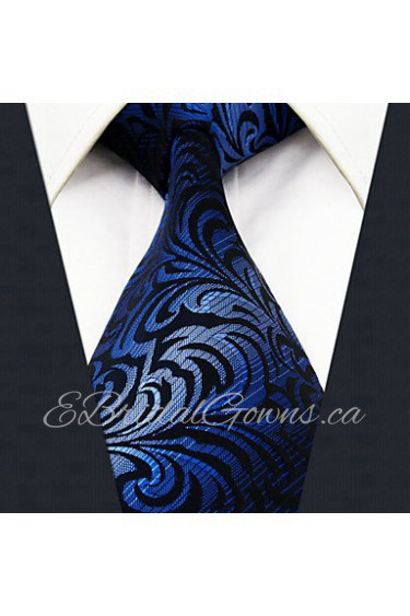 Men's Tie Navy Blue Ripple 100% Silk Casual Dress