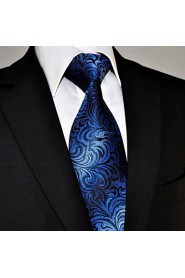 Men's Tie Navy Blue Ripple 100% Silk Casual Dress