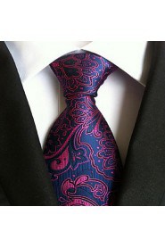 Men Wedding Cocktail Necktie At Work Blue Red Flower Tie