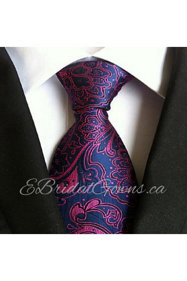 Men Wedding Cocktail Necktie At Work Blue Red Flower Tie