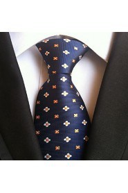 Men Wedding Cocktail Necktie At Work Blue Flower Pattern Tie