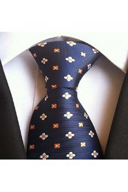 Men Wedding Cocktail Necktie At Work Blue Flower Pattern Tie