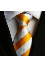 Men Wedding Cocktail Necktie At Work Orange White Colors Tie