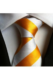 Men Wedding Cocktail Necktie At Work Orange White Colors Tie