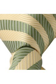 New Silk Jacquard Silk Men Necktie Tie Green Yellow Stripes