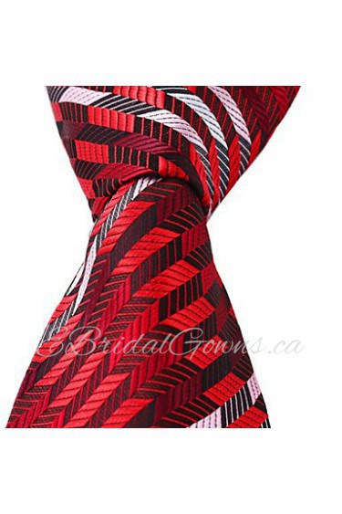 New Black Red White Leisure Silk Tie Men Jacquard Necktie