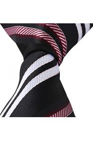 Double White Pink Stripe Black Leisure Jacquard Silk Necktie