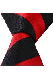 New Striped Black Red Jacquard Woven Men Leisure Tie Necktie