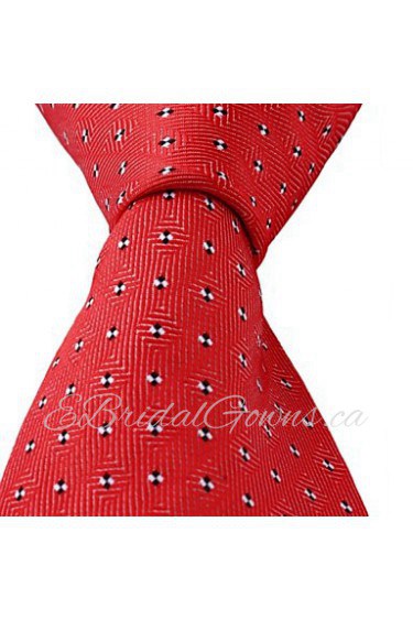 Dots Pattern Red Jacquard Men Business Suit Necktie Tie